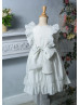 Ivory Chiffon Pleated Boho Flower Girl Dress